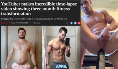 Straight fitness influencer rides a makeshift dildo while jerking off