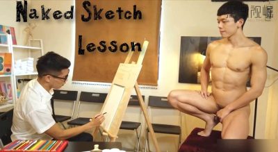 Kuroshio in a creative naked sketch solo performance